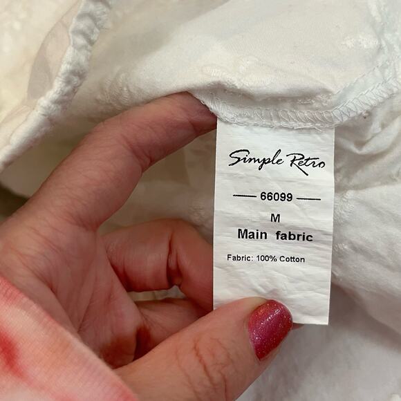 Simple Retro Floral Embroidered Top Medium Button Peter Pan Collar Cottagecore - Picture 7 of 10